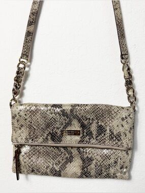 Kate Spade Snake Embossed Crossbody Bag Gold Shimmer Leather Purse